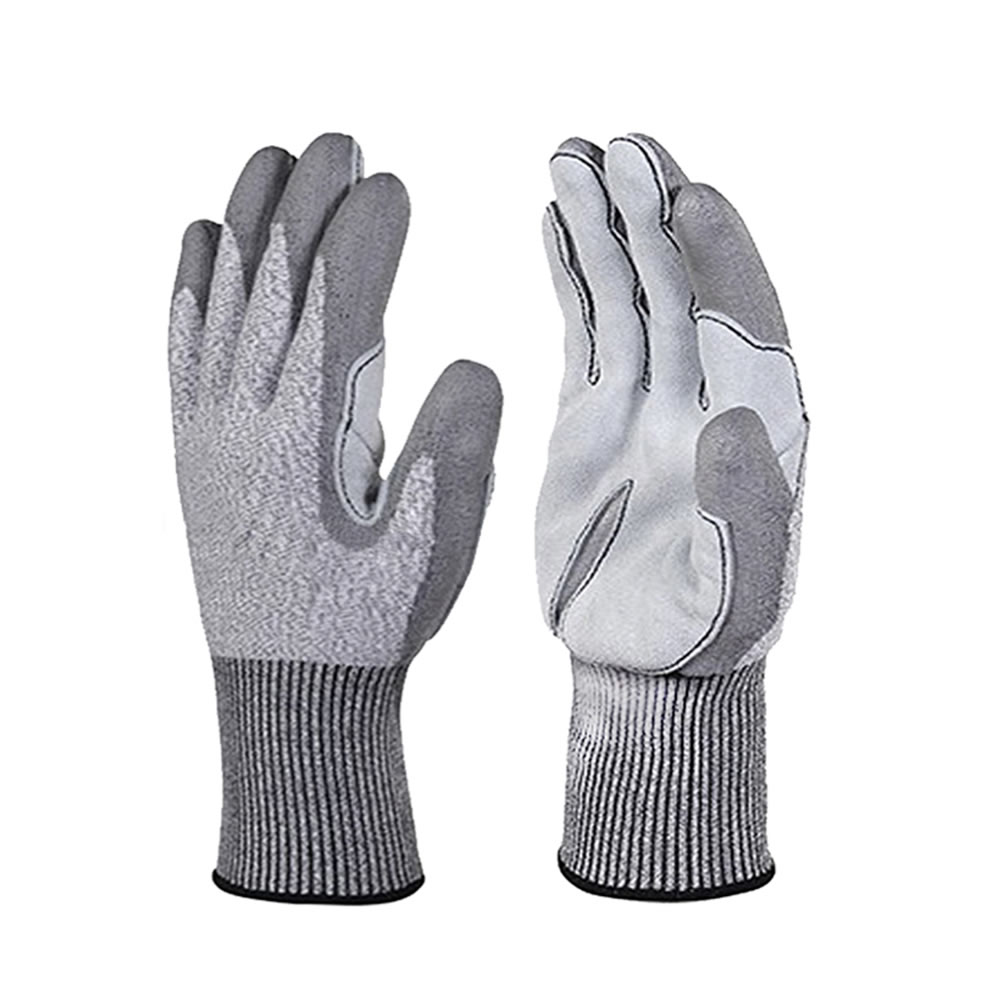 HPPE anti cutting leather gloves